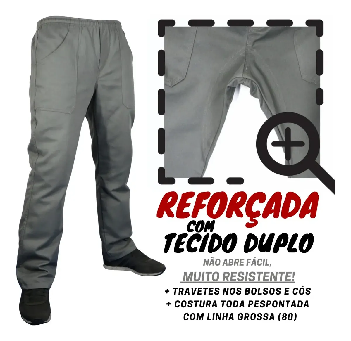 Kit 4 Calças Brim Pesado Reforçada