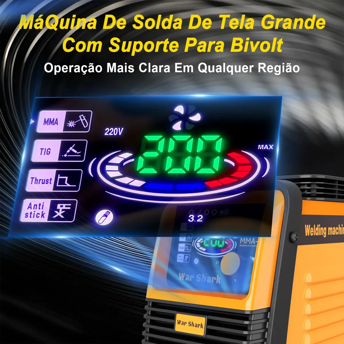 Máquina de solda em uso